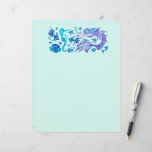 Mermaid Purple Fairy Creature Letterhead