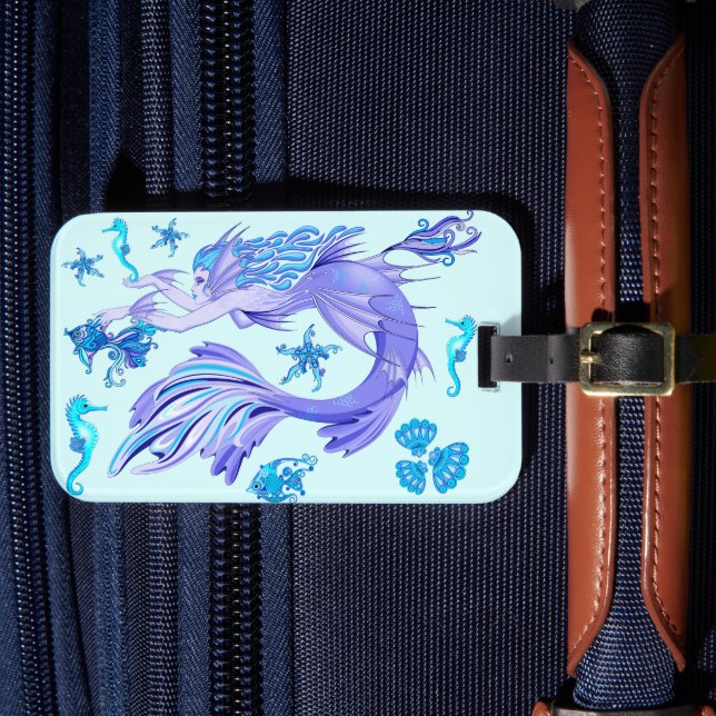 Mermaid Purple Fairy Creature Luggage Tag (Front Insitu 4)