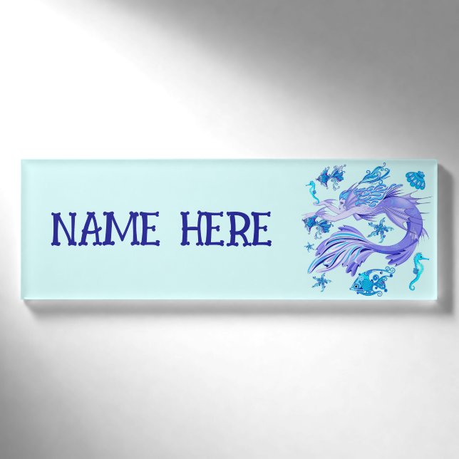 Mermaid Purple Fairy Creature Name Tag (Front)