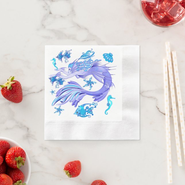 Mermaid Purple Fairy Creature Napkin (Insitu)