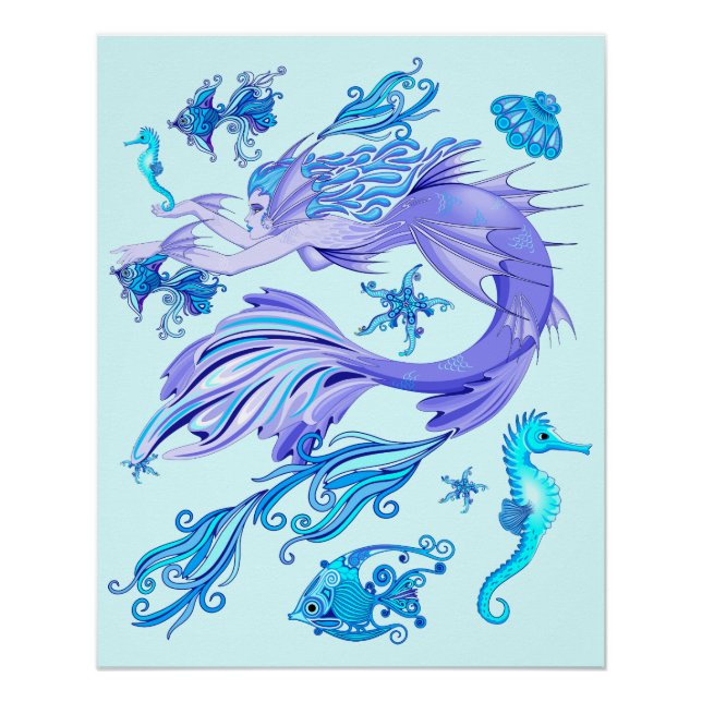 Mermaid Purple Fairy Creature Poster (Front)