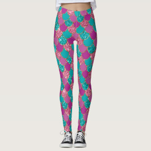 Mermaid Purple Glitter Scales Leggings