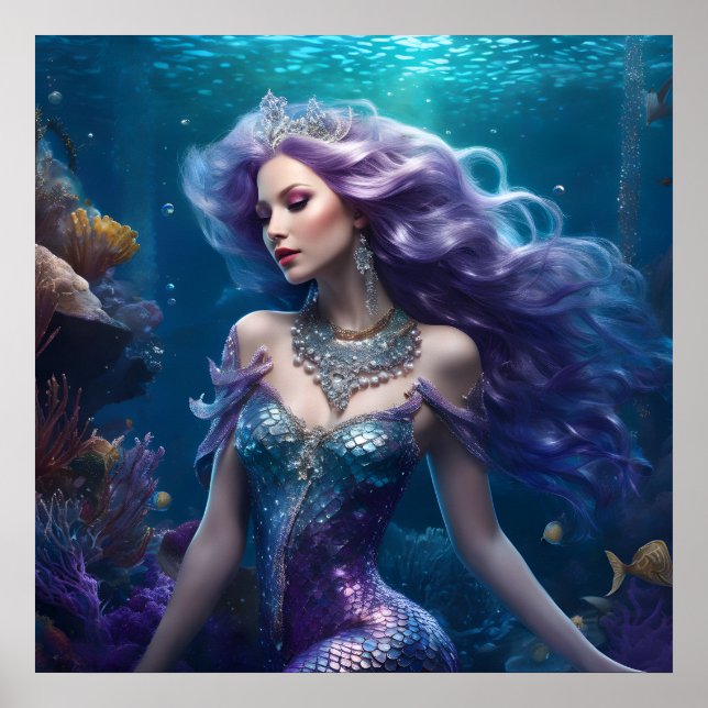 Mermaid Purple Hair Poster (Front)
