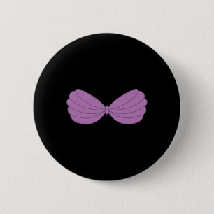 Mermaid Purple Seashell Bra Cartoon Graphic 1 2 Inch Round Button