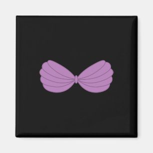 Mermaid Purple Seashell Bra Cartoon Graphic 1 Magnet