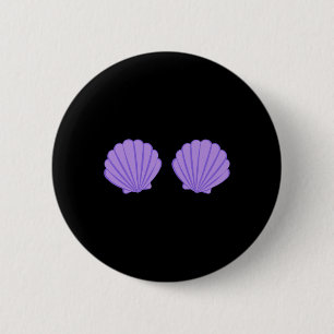 Mermaid Purple Seashell Bra Cartoon Graphic 2 Inch Round Button