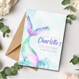 Mermaid Queue sous la mer Invitation d'anniversair