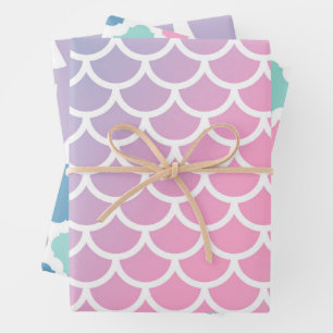 Mermaid Rainbow colors Wrapping Paper Sheet