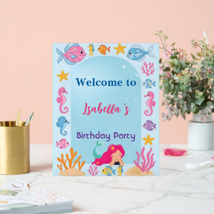 mermaid rainbow magical birthday party acrylic sign