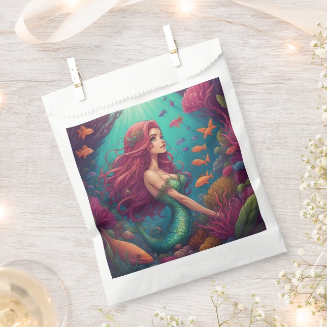 Mermaid Red Favour Bag (Clipped)