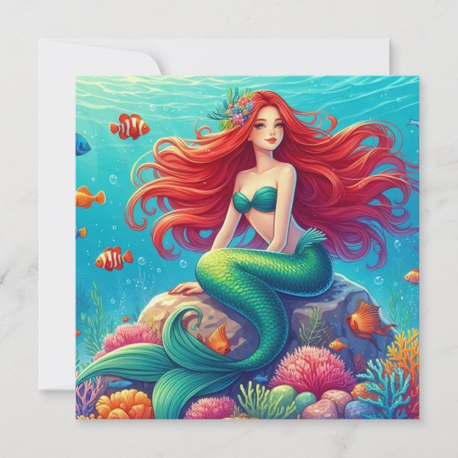 Mermaid red hair card (Front)