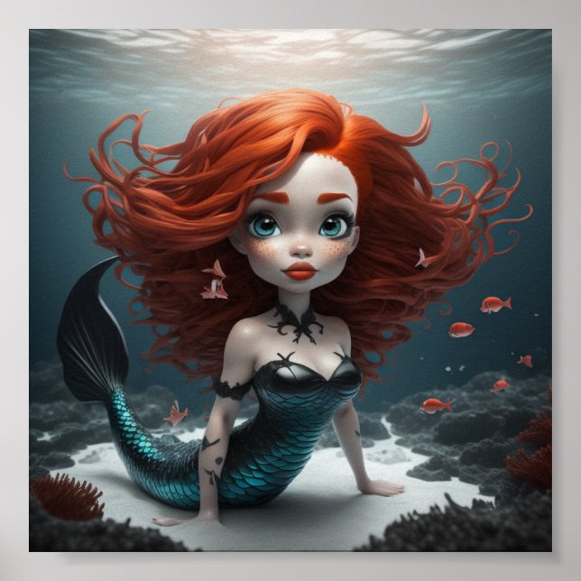 mermaid red hair poster (Front)