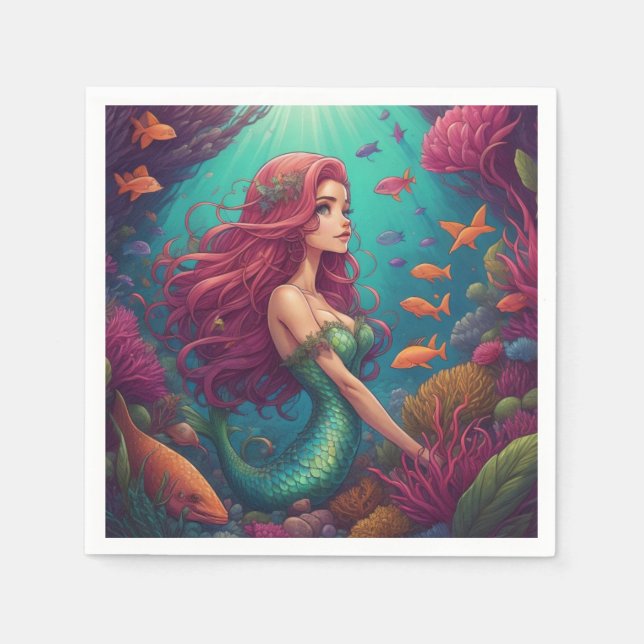 Mermaid Red Napkin (Front)