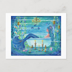 Mermaid relaxing in a bath by Renee Lavoie Postcard