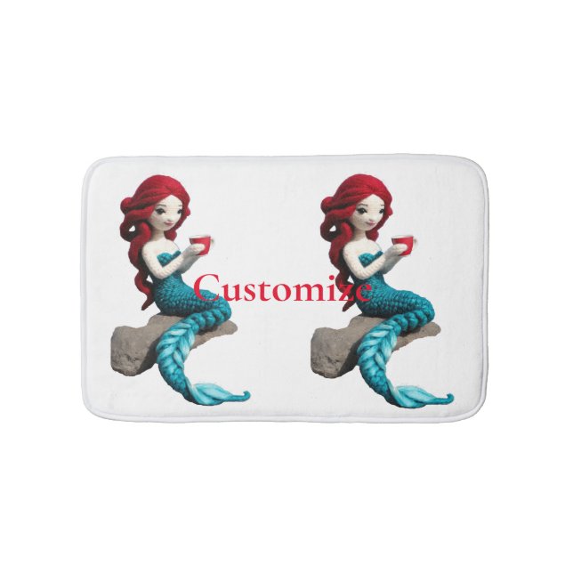 Mermaid Relaxing With Beverage Thunder_Cove  Bath Mat (Front)