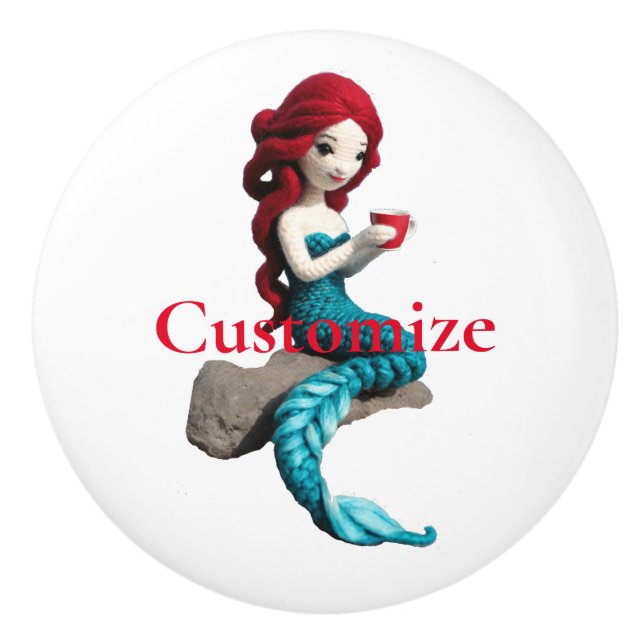 Mermaid Relaxing With Beverage Thunder_Cove  Ceramic Knob (Front)