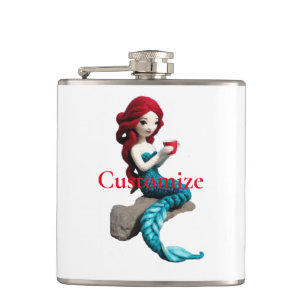 Mermaid Relaxing With Beverage Thunder_Cove Hip Flask