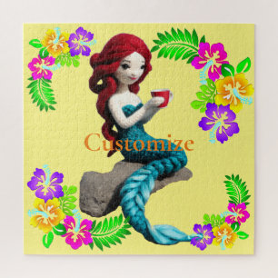Mermaid Relaxing With Beverage Thunder_Cove Jigsaw Puzzle