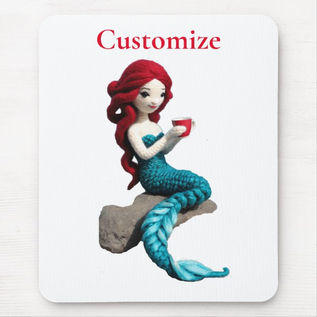 Mermaid Relaxing With Beverage Thunder_Cove  Mouse Pad (Front)