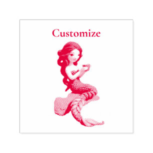 Mermaid Relaxing With Beverage Thunder_Cove  Self-inking Stamp