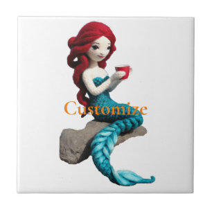 Mermaid Relaxing With Beverage Thunder_Cove  Tile