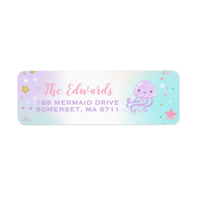 Mermaid Return Address Labels Under The Sea Party (Front)