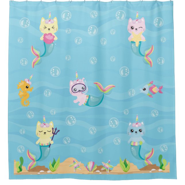 Mermaid : rideau de douche de l'Unicorn Kitty (Devant)