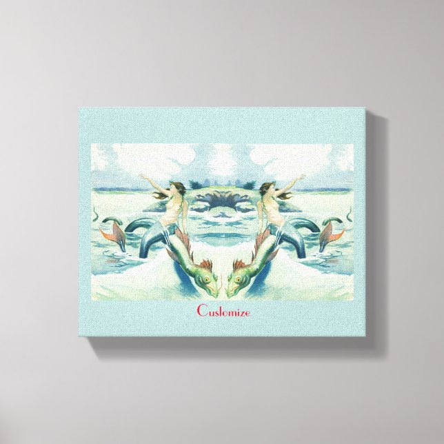 Mermaid Riding Sea Serpent Thunder_Cove Canvas Print (Front)