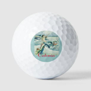 Mermaid Riding Sea Serpent Thunder_Cove  Golf Balls
