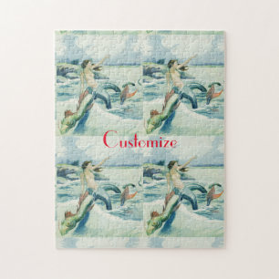 Mermaid Riding Sea Serpent Thunder_Cove Jigsaw Puzzle