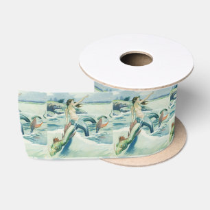 Mermaid Riding Sea Serpent Thunder_Cove Satin Ribbon