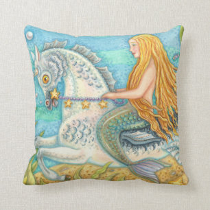 Mermaid Riding Seahorse Merhorse Unicorn COUSSIN