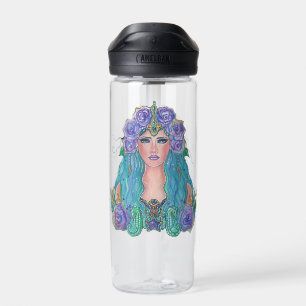 Mermaid Rose in the sea art by Renee Lavoie  Water Bottle
