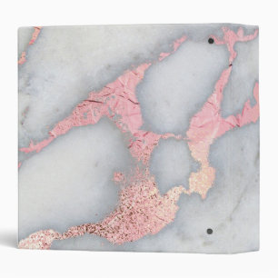 Mermaid Rosegold Glitter Marble Binder