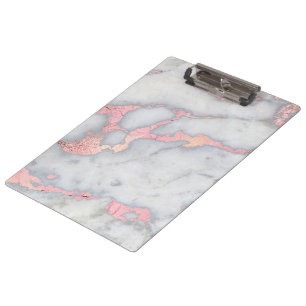 Mermaid Rosegold Glitter Marble Clipboard