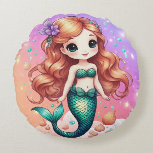 mermaid round pillow