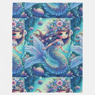 Mermaid’s Enchanted Underwater Realm Fleece Blanket