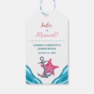 Mermaid/Sailor Nautical Gender Reveal Gift Tags