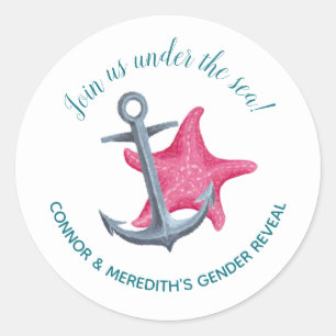 Mermaid/Sailor Nautical Gender Reveal Sticker