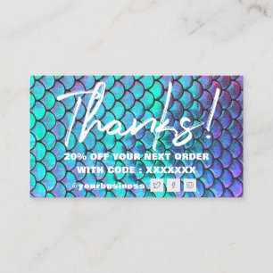 mermaid scale background thank you card