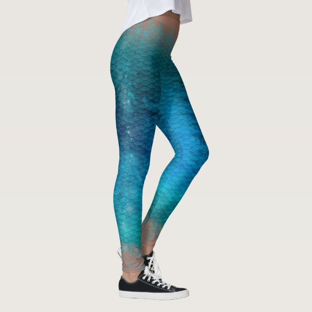 Mermaid scale blended waist Leggings Caribbean 3 (Right)