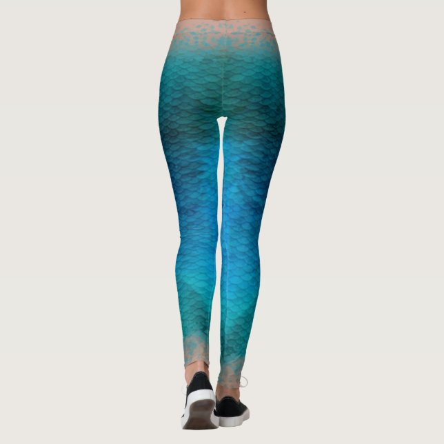 Mermaid scale blended waist Leggings Caribbean 4 (Back)