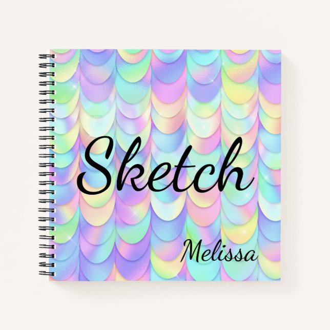 Mermaid Scale Monogram Sketchbook Notebook (Front)