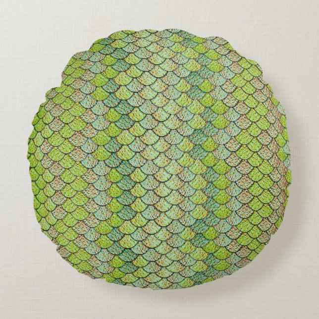 Mermaid Scale Pattern Round Pillow (Front)