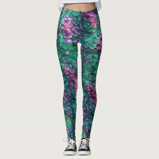 Mermaid Scale Purple and Green Leggings