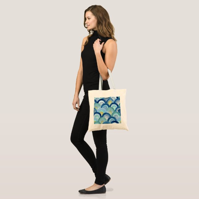 Mermaid Scales and Sea Glass Waves Tote Bag (Front (Model))