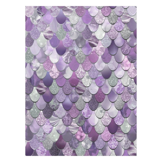 Mermaid Scales Birthday Party Tablecloth Purple (Front)