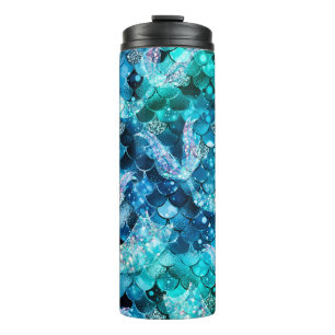 Mermaid Scales Blue Glitter  Thermal Tumbler
