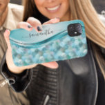 Mermaid Scales Blue Handwritten Name Metal iPhone 12 Pro Case<br><div class="desc">This design is also available on other phone models. Choose Device Type to see other iPhone, Samsung Galaxy or Google cases. Some styles may be changed by selecting Style if that is an option. This design may be personalized in the area provided by changing the photo and/or text. Or it...</div>