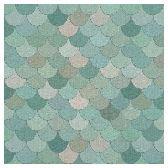 Mermaid Scales Blue Pattern Fabric (Close Up)
